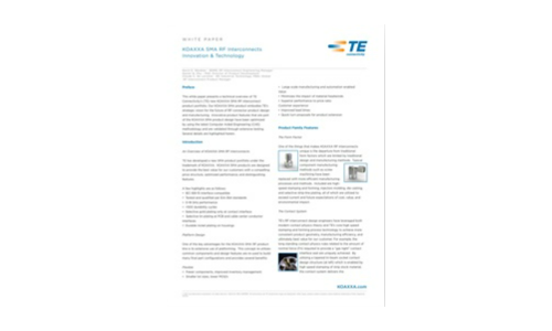 Koaxxa SMA RF Interconnects Innovation & Technology