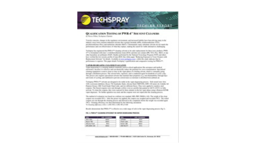 Qualifikationstest von PWR-4 ™ Lösungsmittelreinigern